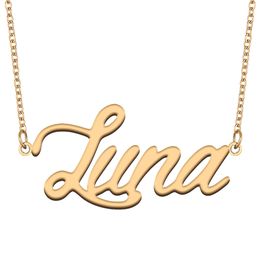 Luna name necklaces pendant 18k gold plated Stainless steel Custom Personalized for women girls children best friends Mothers Gifts
