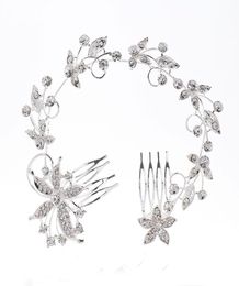 2019 New Arrival Hairpins Feis Whole Long Style Crystal Diamond Flower And Leaf Bride Hair Decoration Wedding Accesso2136141