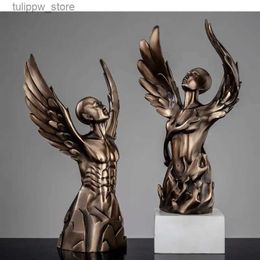 Decorative Objects Figurines Resin Human Sculpture Angel Nude Goddess Imitation Copper Golden Modern Home Decoration Accessories Handicraft Furnishings