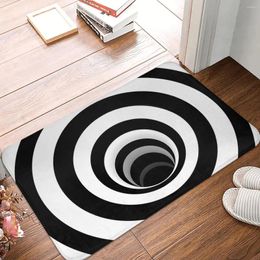 Carpets Non-slip Doormat Optical Illusion Black Hole Lines White Carpet Living Room Bedroom Mat Outdoor Flannel Pattern