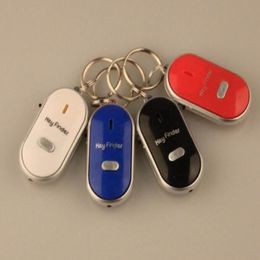 200pcs Anti Lost LED Find keys Locator 4 Colors Voice Sound Whistle Control Locators Keychain235i