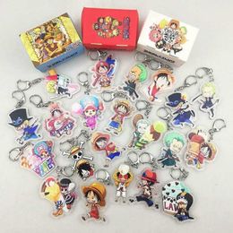 50pcs lot Whole Cartoon One Piece Luffy Transparent Pvc Keychain Tony Chopper Roronoa Zoro Sanj Fashion Accessory Llaveros H09287s