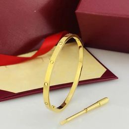 Thin 4MM Bracelet charm bangles Women Cuff 4CZ Titanium Steel Screw Love Bracelets Gold Nail Designer Bracelet couples gift