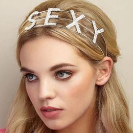 Hair Clips Rhinestone Letter Hoop Headband Women Braid Dreadlocks Headdress Party Headwear Head Tiara Piece Accessories