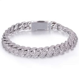 Jewelry S925 Sterling Silver Chain for Men 10mm Wide High Quality Silver 925 Jewelry Cuban Moissanite Mens Bracelet