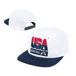 Fashion Hip Hop Cap USA 1992 DREAM TEAM Basketball Hat White Adjustable Embroidered Snapback Cap