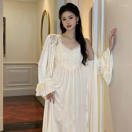 Women's Sleepwear SXTHAENOO French Style Sexy Nightdress Lace Princess Nightgowns Vintage Velour Sleepshirt Women Winter Two Piece