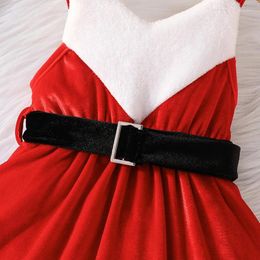 Girl Dresses Toddler Girls 2 Piece Outfits Contrast Colour Christmas Velvet Dress And Santa Hat For Party Cute Clothes