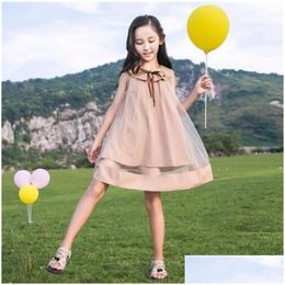 Girl'S Dresses 2024 New Fashion Girls Dresses Elegant Mesh Dress Baby Clothing Sleeveless Toddler Girl Kids Clothes Drop Delivery Baby Dh2Xu