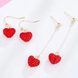 Dangle Earrings Simple Tassel Statement Heart Glitter For Women Big Jewellery Gift With Artificial Pendant Cute Girls