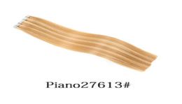 Tape In Human Hair Extensions Full Head 100g 40pcspack Russian Remy Silky Straight Hair Skin Weft Tape Hair 9 Colors2557194