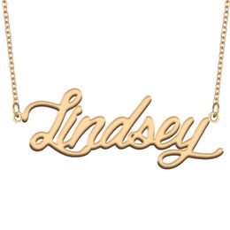 Lindsey name necklace pendant Custom Personalised for women girls children best friends Mothers Gifts 18k gold plated Stainless steel