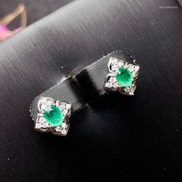 Stud Earrings Style Women Earring Charming Green Emerald Jewellery Natural Gem Real 925 Silver Gift Birthstone6314813