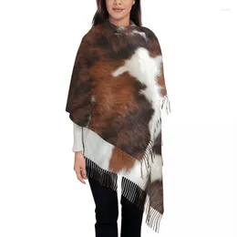 Ethnic Clothing Cowhide Leather Tassel Scarf Women Soft Animal Fur Texture Shawl Wrap Lady Winter Fall Scarves