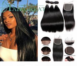 Fairgreat Brazilian Straight Hair 3 Bundles With Closure 100 Remy Human Hair Bundles With Closure 44 Hair Extension8775342