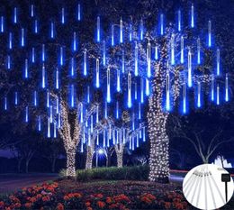 Strings Solar Powered LED Meteor Shower Icicle Christmas Lights Waterproof Raindrop Tube String For Garden Holiday Wedding PartyLE5942835