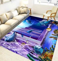 Summer Home 3D underwater world printing carpet Blue style Child room play Crawl Carpets 6mm Kids Bedroom Game Climbing MatRugs7907081