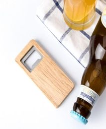 Wood Beer Bottle Opener Stainless Steel With Square Wooden Handle Openers Bar Kitchen Accessories Party Gift2670172