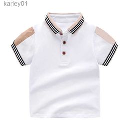 T-shirts New Baby T-shirt for Boy Kids Stripe Tops Summer Boys Lattice Shirts for Children 1-7 Years 240306