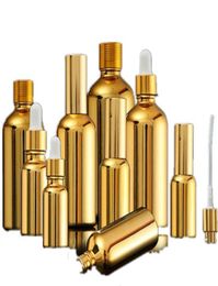 15PCS Gold Glass Essential Oil Bottles Vial Cosmetic Serum Packaging Lotion Pump Atomizer Spray Bottle Dropper Bottle 52030ML 201161415