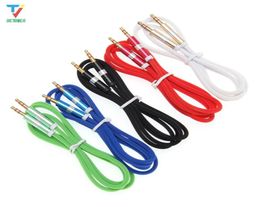 100pcs/lot 3.5 Jack o Cable Male/Male pure Colour LF Stripe shell Aux Cable For iPhone Car Headphone Speaker Wire Line Aux Cord7195861
