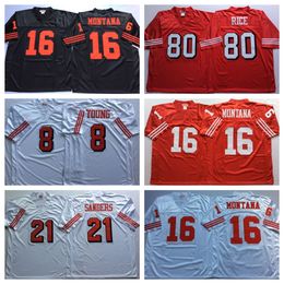 Football Montana 16 Rice 80 Young 8 Lott 42 Sanders 21 Clark 87 Rathman 44 Craig 33 Jersey Retired Men Stitched Jerseys Size M-XXXL