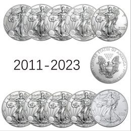 Non-magnetic 40mm foreign Goddess of Liberty commemorative 2011~2023 Yingyang coins plated sier medal source factory