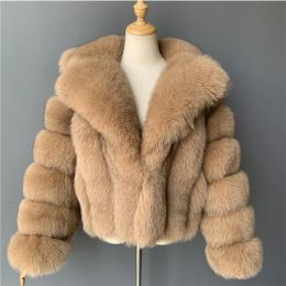 Fur S4XL Elegant Suit Collar Faux Fur Coat Women Top 2021 Fashion High Quality Winter Thick Outwear Warm Mink Fake Fur Woman Jacket