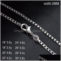 Chains Bk 2Mm 925 Sterling Sier Side Necklace Cuban Link Chains For Women Mens Jewellery 16 18 20 22 24 26 28 30 Inches Drop Delivery Je Dht36