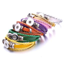 Charm Bracelets New 13 Colours Snap Buttons Bracelet Women 18Mm Ginger Snaps Charm Mti Layered Braided Rope Bangle For Men S Fashion J Dhgpf