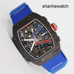 Exciting Watch Nice Watch RM Watch Rm67-02 Automatic Mechanical Watch Rm6702 Blue Ntpt Carbon Fibre Titanium Metal Dial Machinery World Famous Chronograph