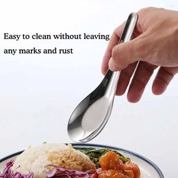 Spoons 12pcs Stainless Steel Spoon Tableware Soup Rice Capacity Deepened Flat Polished Large Chinese Mirror B9A9
