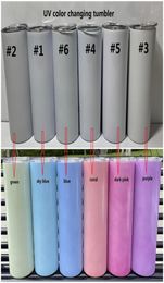 Two Functions Glow in the dark UV Color Changing Tumbler 20oz Sublimation Tumbler Sun Light Sensing Stainless Steel Straight Skinn1418295