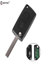 KEYYOU 2 Buttons Remote Flip Key Folding Car Key For Peugeot 207 307 308 407 433MHz PCF7961 HU83 Blade ID46 CE05361263631