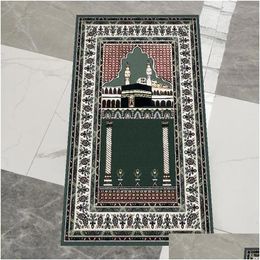 Carpets Muslim Thickened Pilgrimage Mat Islamic Worship Blanket Hui Prayer Flannel Adt Children Relius Feltcarpets Drop Delivery Hom Dhqzn