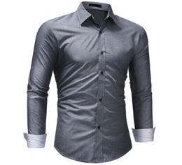 Mens Shirt 2020 Male Long Sleeve Shirts Casual Hit Color Slim Fit Solid Color Popular Designs Men Dress Shirts XXXL5970267