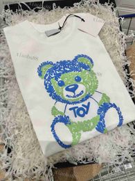 T-shirts Cute little bear wave Summer Baby Boys Girls T-shirts Cotton Kids Clothing Short Sleeve T Children Round Collar Tees Loose Style 240306