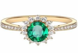 Vintage fashion green crystal emerald gemstones diamond rings for women 14k gold Colour Jewellery bijoux bague accessory party gift6854824