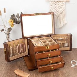Jewelry Pouches Wooden Box Organizer Luxury Set Multi For Women Layer Large Capacity Display Rack Dust Proof Boxs