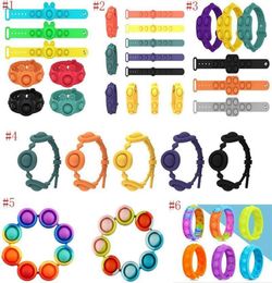 Push Bubble Pop Fidget Toys Sensory Ring Bracelets Puzzle Press Finger Bubbles Stress Bracelet Wristband Decompression Toy4006133