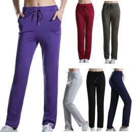 Outfit Women Summer Wear Solid Colour Full Length Long Pants Lady Super Elastic Yoga Pants Loose Elastic Wasit Fashion Trousers