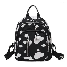 School Bags Kawaii Cow Print Small Backpack Women Girls Mini Cute Bookbag Female Nylon Casual Rucksack Daypack Travel Shoulder Bag