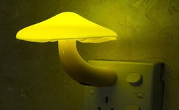 Yellow Night Lamp Mushroom Wall Socket Lightcontrolled Sensor LED Night Lights Bedroom Baby Auto Light Control 110220V 02W7958833