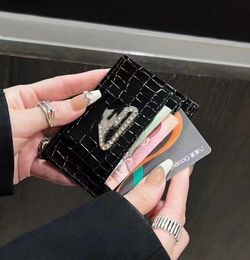Crocodile Pattern Card Holder Coin Purse Card Holder Multi-Card Manufacturer Direct Wholesale Bright Leather High Quality Phone Case Tide