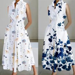 Dress Women Fashion Spring/Autumn Sleeveless Dress Vneck Button Office Lady Paris Style Long Dress Y2K Beautiful All Match Vestidos