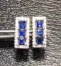 Stud natural sapphire stone stud earrings 925 silver Natural blue gemstone earring women elegant fashion for party 2210228950284