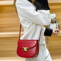 genuine leather saddle bag designer shoulder bags fashion semi-circle solid color crossbody Bag women underarm Small capacity wallet