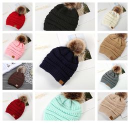 2022 Christmas CC adult winter warm hat women soft stretch cable knitted pom beanie girl Skiing Christmas B162954320