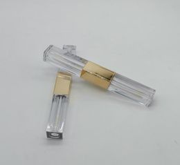 Whole Luxury Gold 6ML Double Head Square Clear Lip Gloss Tubes Empty Lipgloss Tube Cosmetic Lip Gloss Bottle Packaging Contain6528557