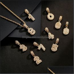Chains Chains Necklaces Pendants Jewellery Newbuy Baguette Numbers Twist Chain Pendant For Men Women Fl Iced Out Cubic Zircon Hiphop Dro Dh4Pe
